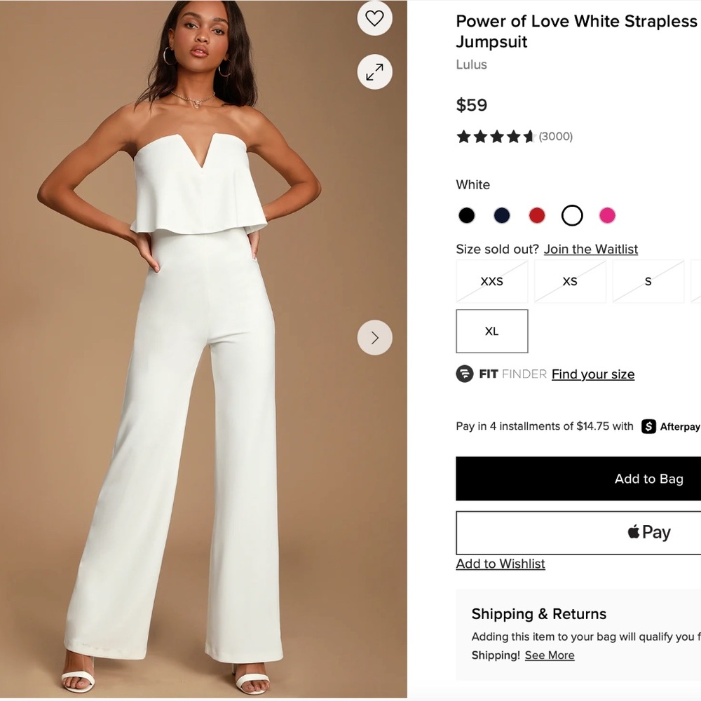 White Strapless Jumpsuit
